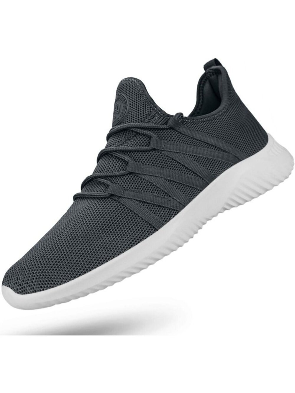 Men's Dark Grey Mesh Breathable Lightweight Comfortable Slip On Running Sneaker